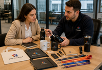 Selección de productos promocionales para kits personalizados